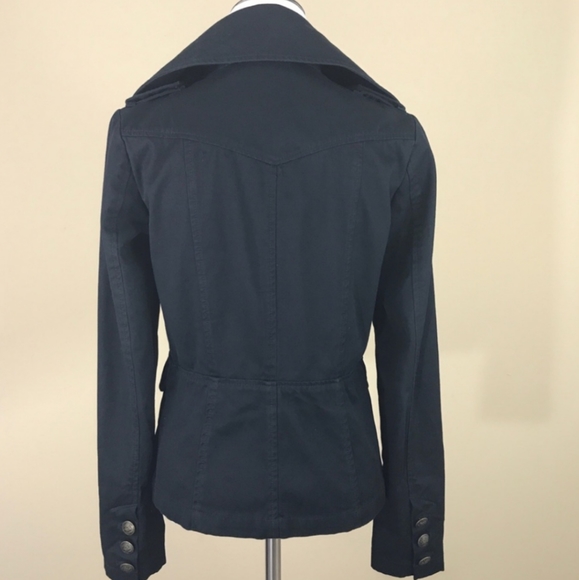 🖤 H&M Military Fitted Black Jean Jacket S/2 - Picture 4 of 7